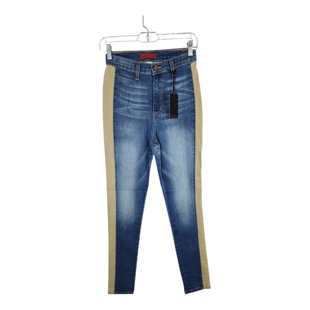 GJG Denim high rise skinny fit jeans with tan side panels Size 7 (Juniors)